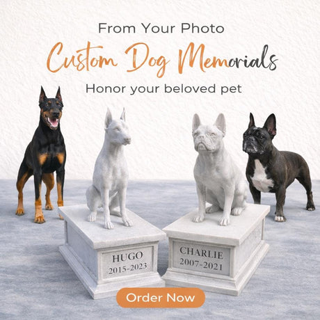 LV 3D Custom Dog Memorial Statue from Photo | Personalized Pet Loss Gift | Dog Urn with Ashes Drawer | Pet Remembrance Sculpture - LV3DPrinting