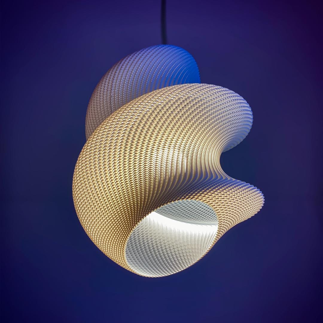 Lunfardo Victoria RippleMesh Pendant Lamp Shade | Twisted Ellipse Lighting | Modern 3D Printed Ceiling Light | Geometric Home Decor - LV3DPrinting