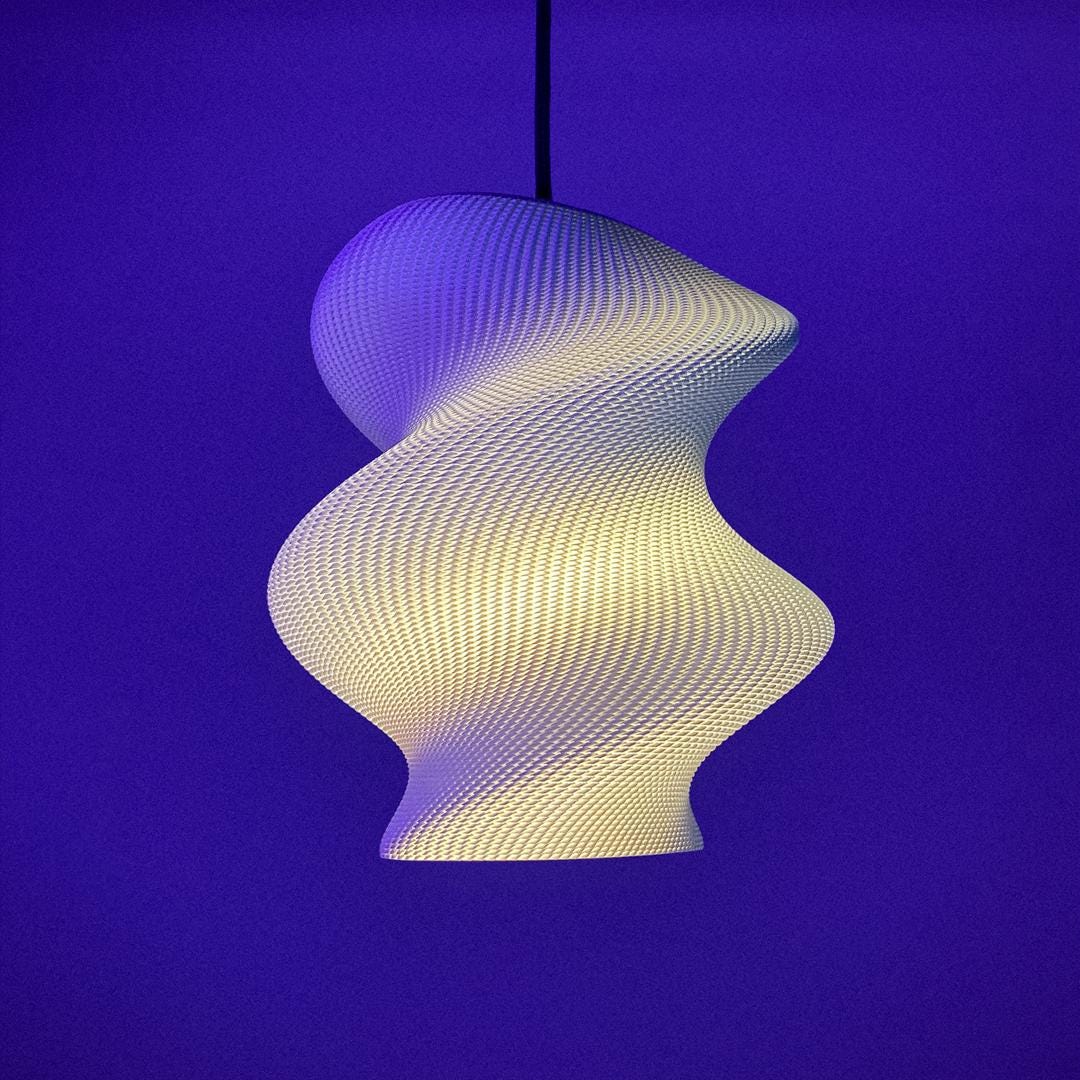 Lunfardo Victoria RippleMesh Pendant Lamp Shade | Twisted Ellipse Lighting | Modern 3D Printed Ceiling Light | Geometric Home Decor - LV3DPrinting