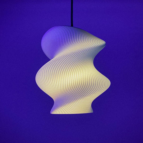 Lunfardo Victoria RippleMesh Pendant Lamp Shade | Twisted Ellipse Lighting | Modern 3D Printed Ceiling Light | Geometric Home Decor - LV3DPrinting