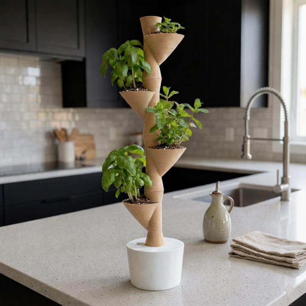 Creaserra Bambú Modular Hydroponic Tower | Vertical Indoor Garden | Stackable 3D Printed Hydroponic Planter | Modern Home Grow System - LV3DPrinting