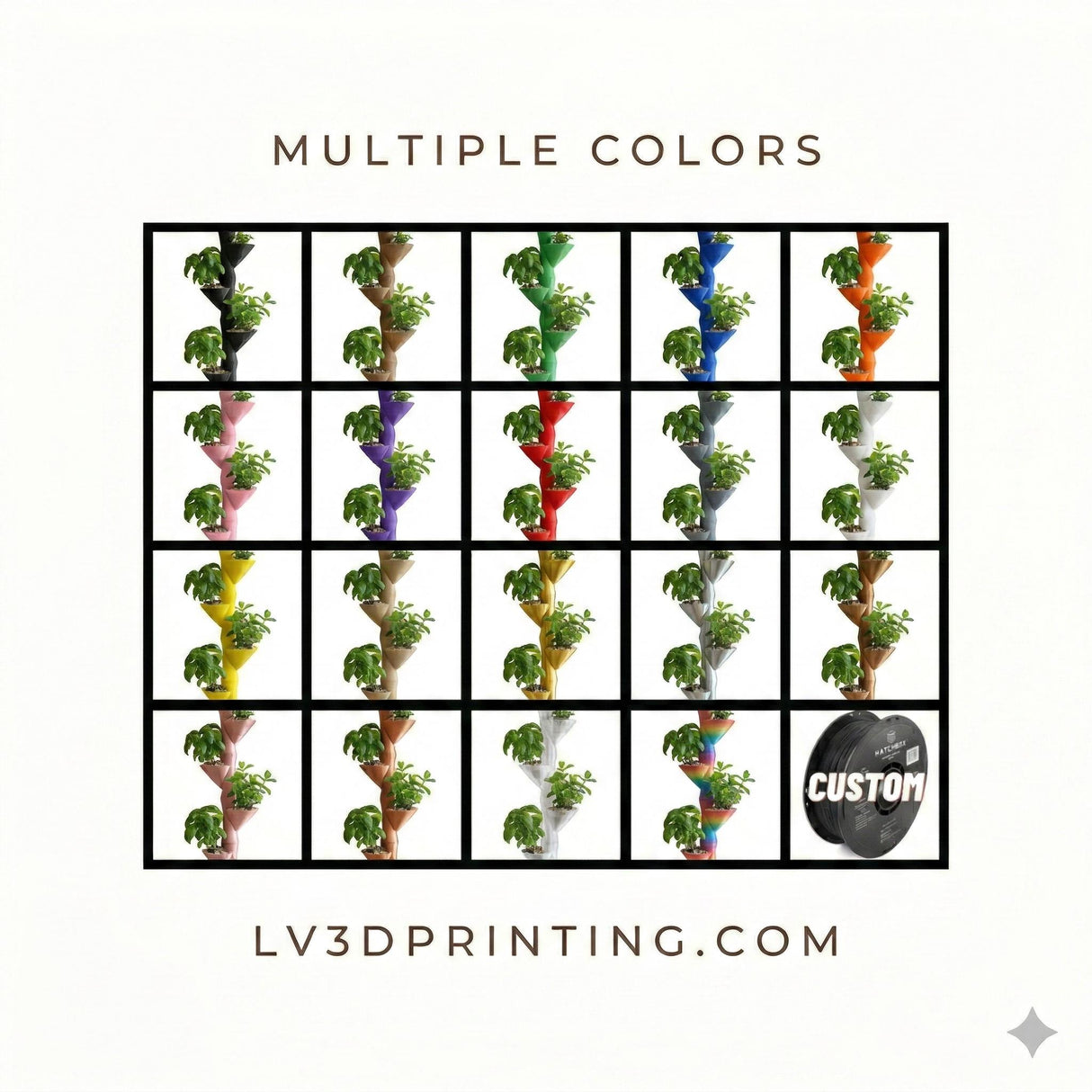 Creaserra Bambú Modular Hydroponic Tower | Vertical Indoor Garden | Stackable 3D Printed Hydroponic Planter | Modern Home Grow System - LV3DPrinting