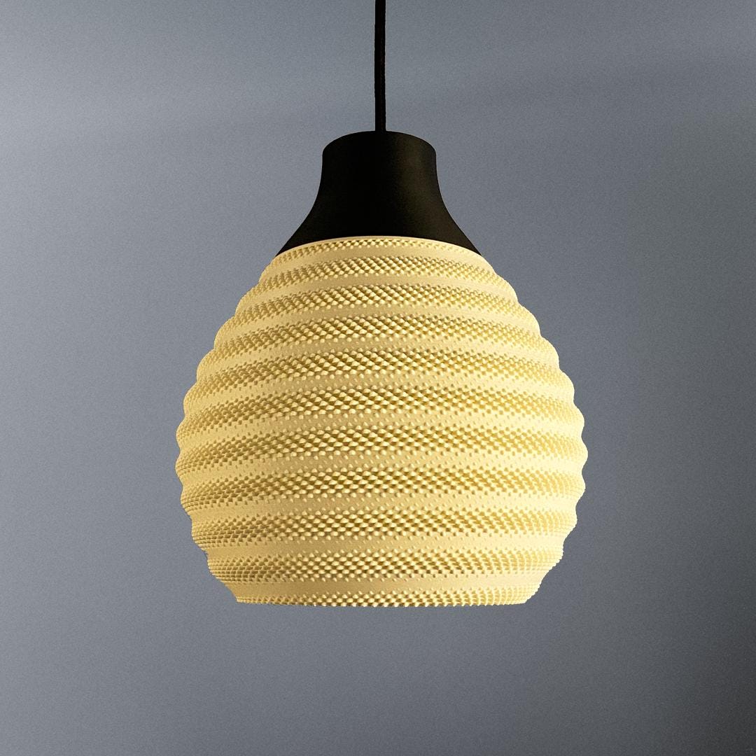 Lunfardo Cora Pendant Lamp Shade, RippleMesh Lampshade, Modern Pendant Lighting, 3D Printed Lamp, Geometric Ceiling Light Decor