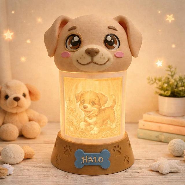 LV 3D Dog Memorial Night Light – Personalized Pet Remembrance Lamp | Custom Photo Lithophane | Pet Loss Gift | Sympathy Keepsake - LV3DPrinting