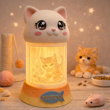 LV 3D Cat Memorial Night Light – Personalized Pet Remembrance Lamp | Custom Photo Lithophane | Pet Loss Gift | Sympathy Keepsak - LV3DPrinting
