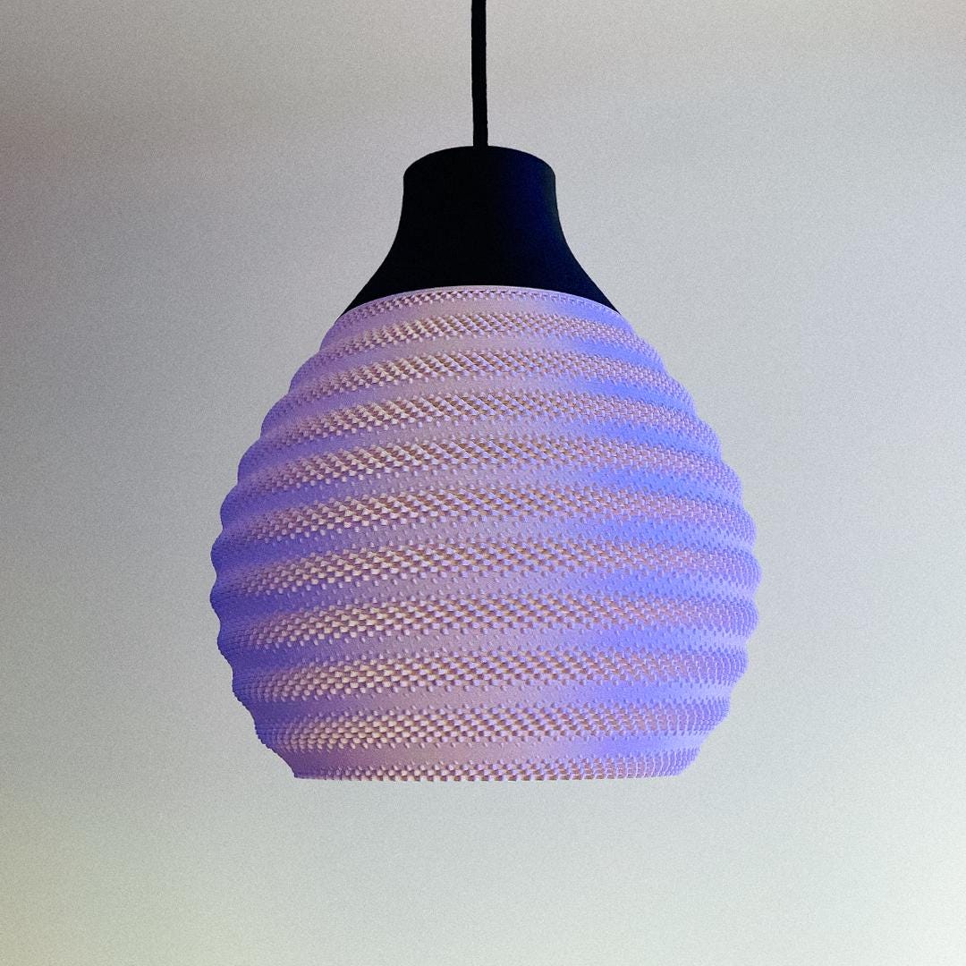 Lunfardo Cora Pendant Lamp Shade, RippleMesh Lampshade, Modern Pendant Lighting, 3D Printed Lamp, Geometric Ceiling Light Decor