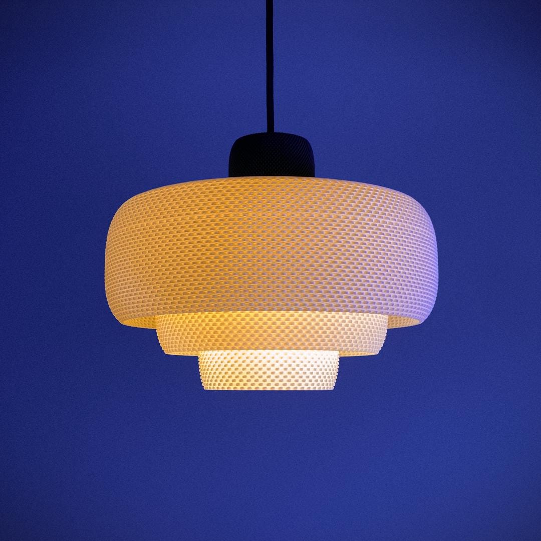 Luciana Pendant Lamp Shade, 3D Printed Hanging Light, Modern Ceiling Light Cover, Contemporary Lighting Decor