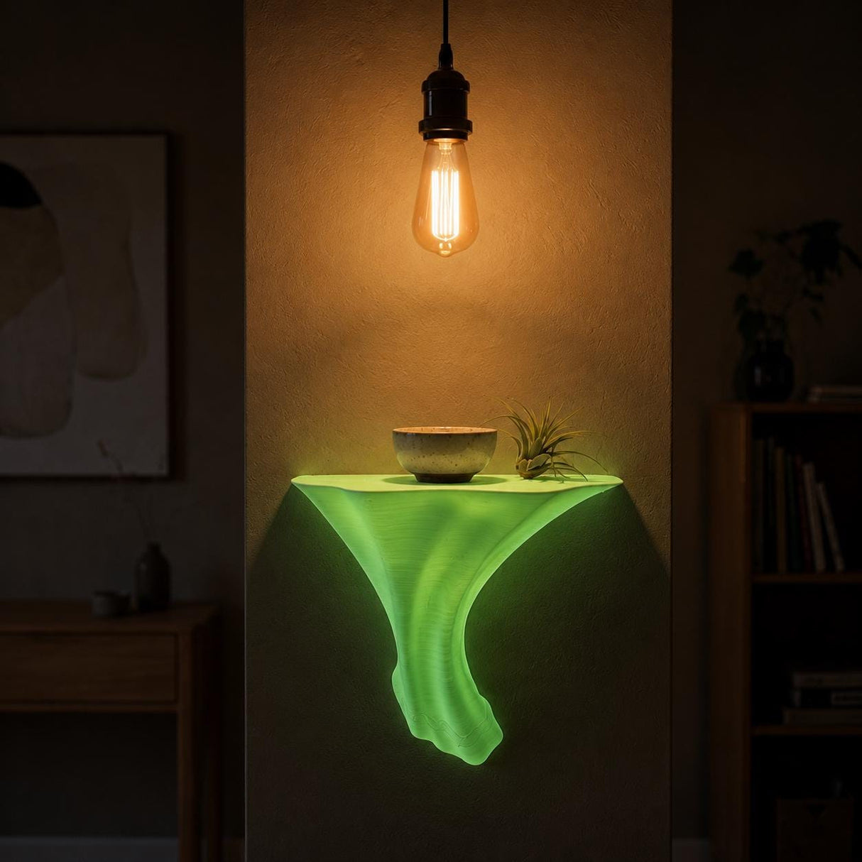 Gazzaladra Unique Wall shelf Interior Decor “Glow in the Dark Fungus Shelf” for Party, Living Room, Bedroom