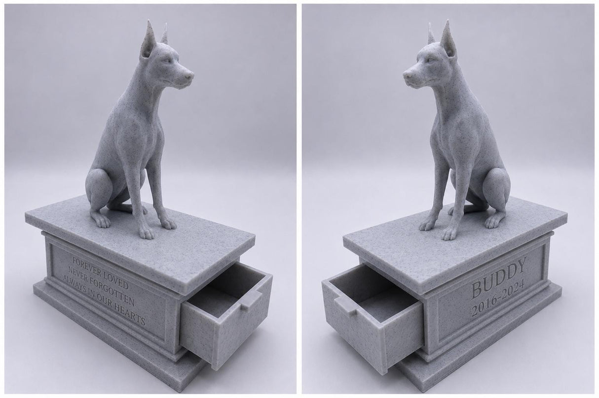 LV 3D Custom Dog Memorial Statue from Photo | Personalized Pet Loss Gift | Dog Urn with Ashes Drawer | Pet Remembrance Sculpture