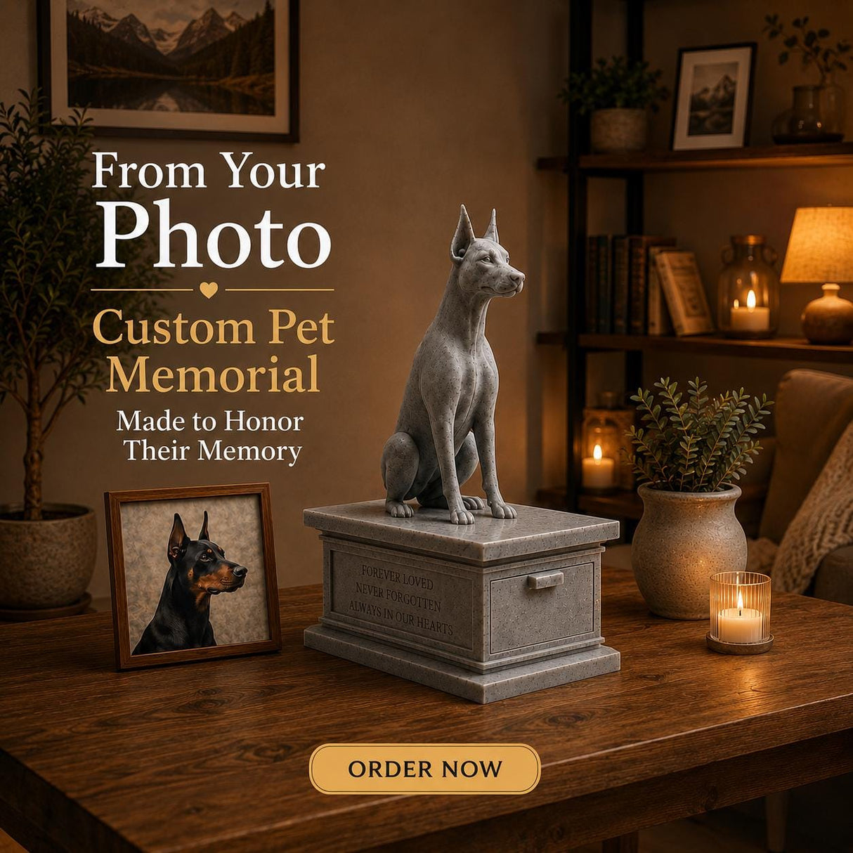 LV 3D Custom Dog Memorial Statue from Photo | Personalized Pet Loss Gift | Dog Urn with Ashes Drawer | Pet Remembrance Sculpture