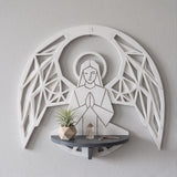 LV 3D Guardian Angel Wall Shelf | Christian Wall Decor | Floating Prayer Shelf | Geometric Angel Art