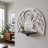 LV 3D Guardian Angel Wall Shelf | Christian Wall Decor | Floating Prayer Shelf | Geometric Angel Art