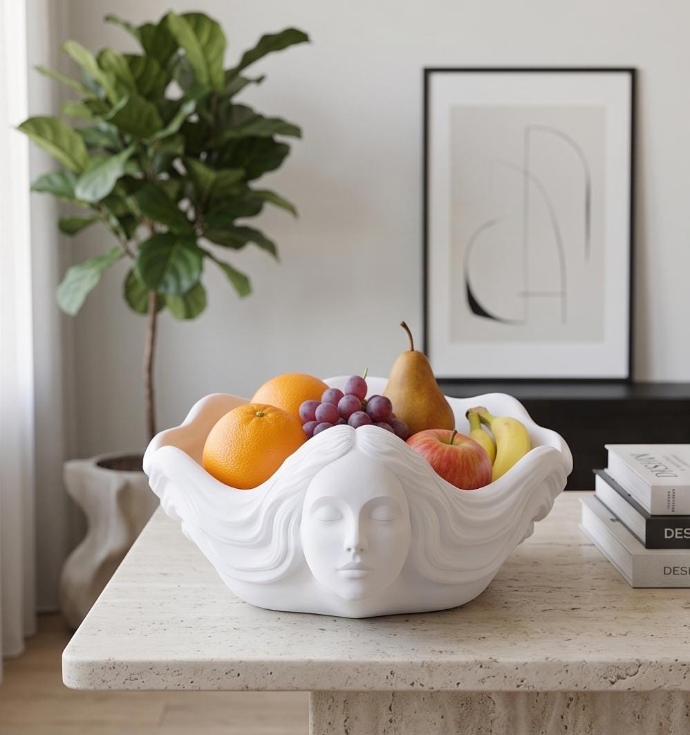 LV 3D Printing Serenity Muse Fruit Bowl | Modern Sculptural Centerpiece | Decorative Home & Kitchen Table Decor