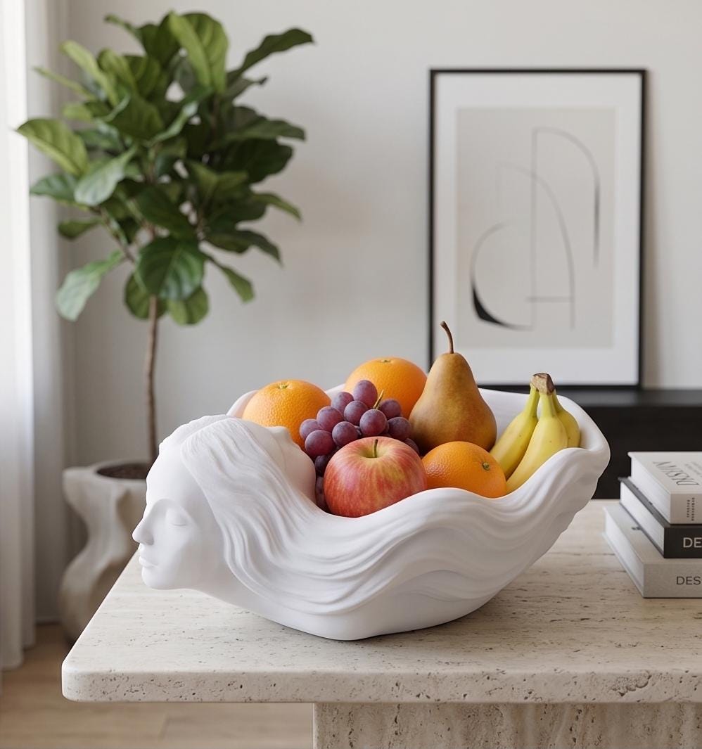 LV 3D Printing Serenity Muse Fruit Bowl | Modern Sculptural Centerpiece | Decorative Home & Kitchen Table Decor