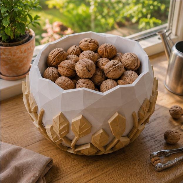 LV 3D Printing Removable Gold Leaf Egg Bowl | 2-in-1 Decorative Fruit Bowl, Candy Dish, Nut Bowl, Dry Food Storage, Modern Home Decor