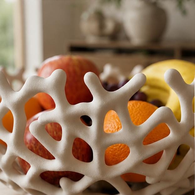 LV 3D Coral Reef Fruit Bowl | Modern 3D Printed Fruit Basket | Coastal Kitchen Decor | Decorative Countertop Bowl | Housewarming Gift