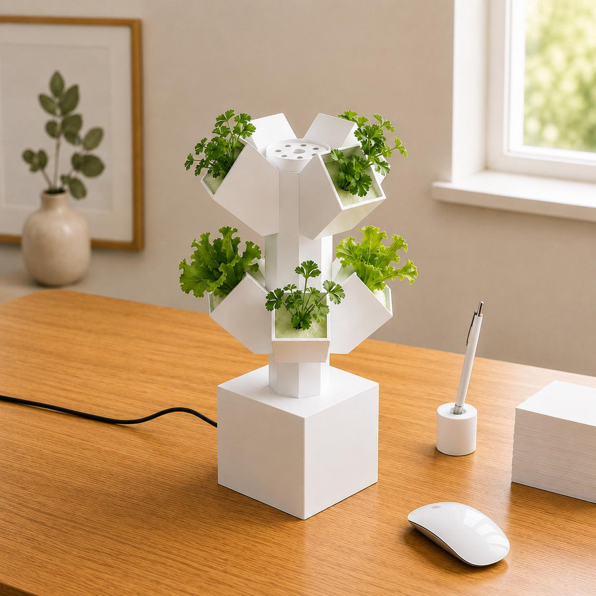 LV 3D Mini Stackable Hydroponic System | Desktop Indoor Garden | 3D Printed Hydroponic Planter | Modern Plant Grow Kit