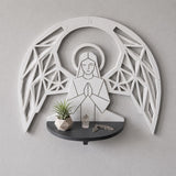 LV 3D Guardian Angel Wall Shelf | Christian Wall Decor | Floating Prayer Shelf | Geometric Angel Art