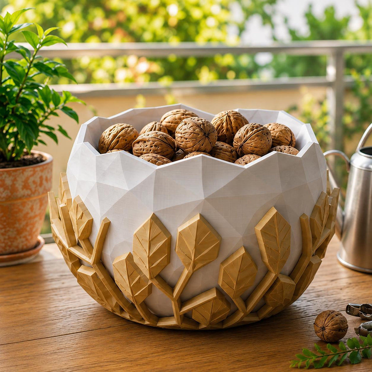 LV 3D Printing Removable Gold Leaf Egg Bowl | 2-in-1 Decorative Fruit Bowl, Candy Dish, Nut Bowl, Dry Food Storage, Modern Home Decor
