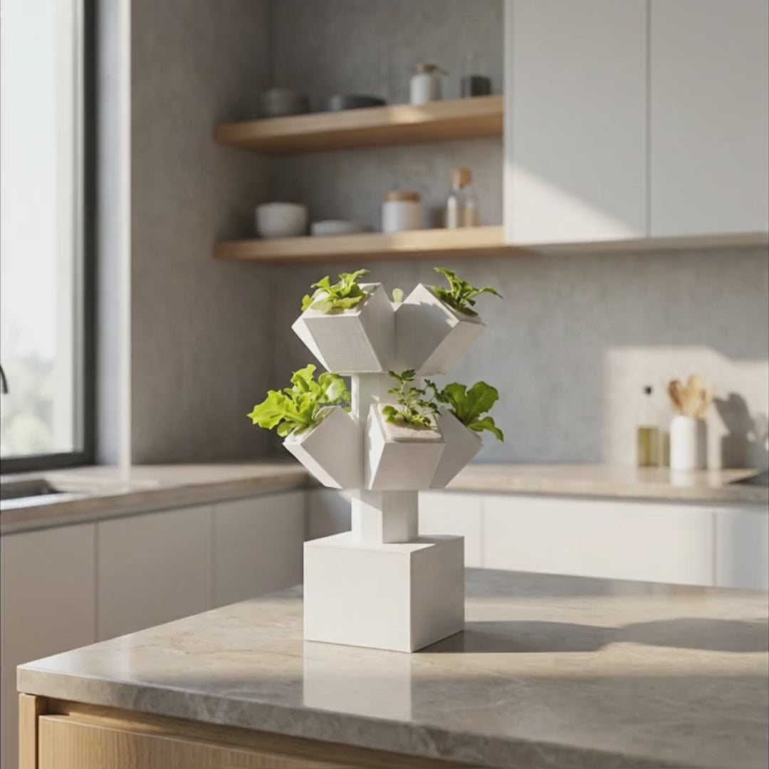LV 3D Mini Stackable Hydroponic System | Desktop Indoor Garden | 3D Printed Hydroponic Planter | Modern Plant Grow Kit