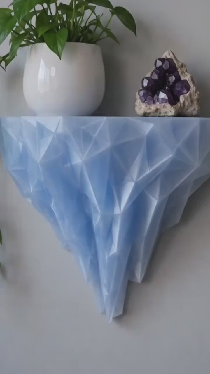 LV 3D Iceberg Wall Shelf | Geometric Floating Shelf | Crystal Ice Display Shelf | Modern Wall Decor | Polygon Shelf