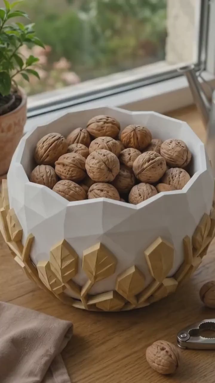 LV 3D Printing Removable Gold Leaf Egg Bowl | 2-in-1 Decorative Fruit Bowl, Candy Dish, Nut Bowl, Dry Food Storage, Modern Home Decor