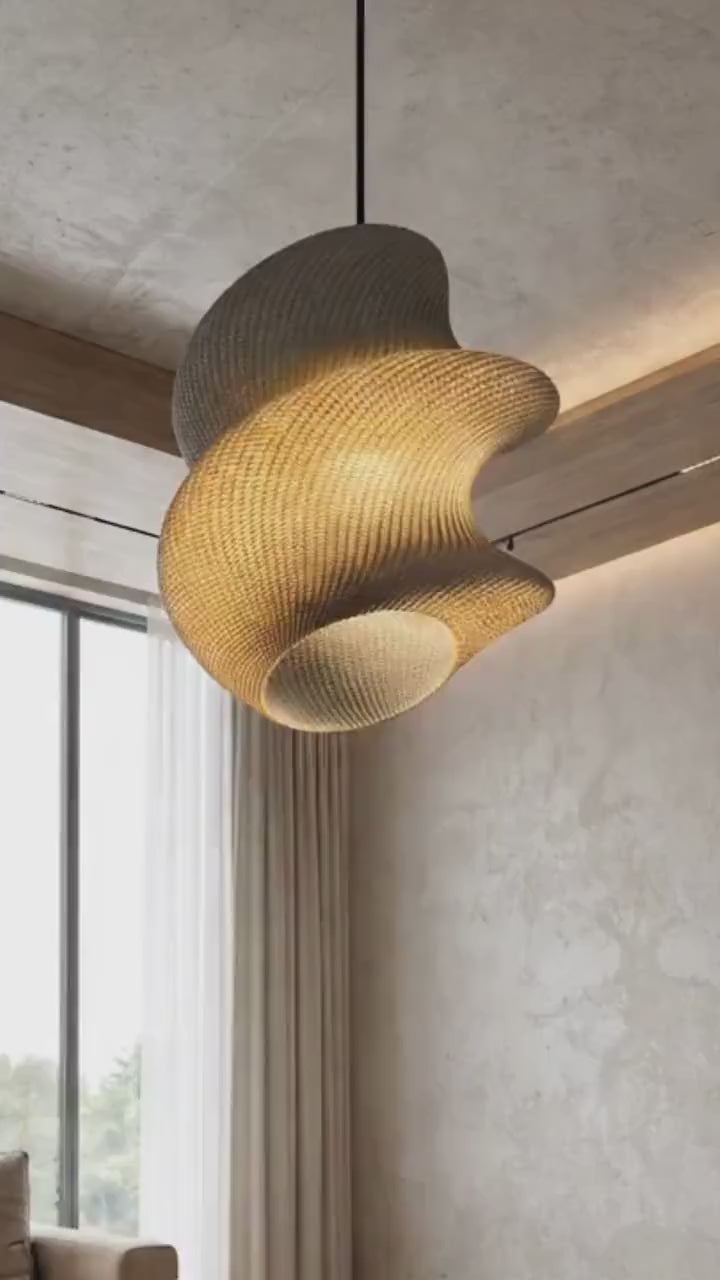 Lunfardo Victoria RippleMesh Pendant Lamp Shade | Twisted Ellipse Lighting | Modern 3D Printed Ceiling Light | Geometric Home Decor