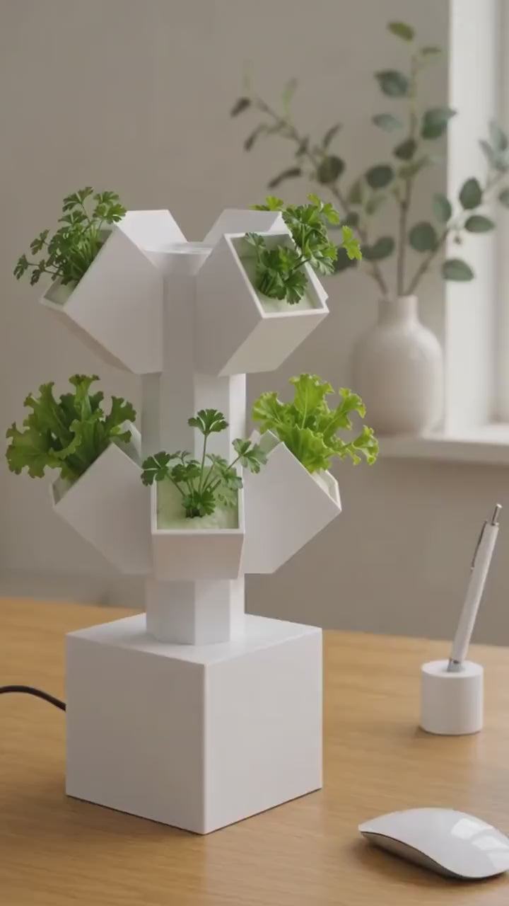 LV 3D Mini Stackable Hydroponic System | Desktop Indoor Garden | 3D Printed Hydroponic Planter | Modern Plant Grow Kit