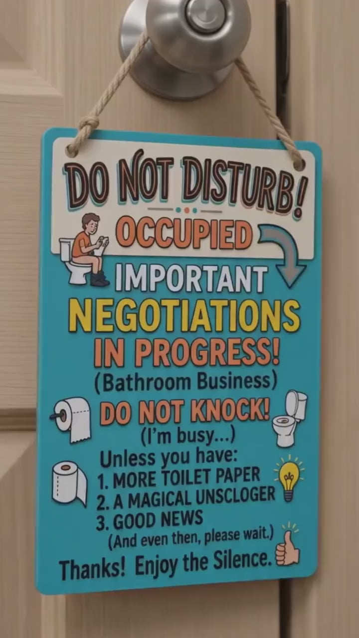 LV 3D Funny Bathroom Door Sign | Do Not Disturb Hanging Sign | Restroom Decor | Office Bathroom Sign | Gag Gift