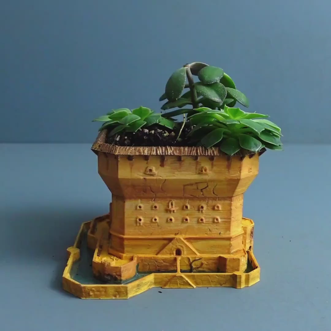 Gazzaladra - Hand Painted Castle Planter with Draining Moat Decor | Dinner Table | Party | Living Room | Bedroom